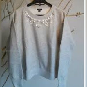 ANN TAYLOR EMBELLISHED GRAY SWEATER SIZE S PETITE